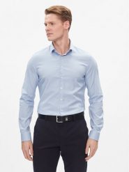 Calvin Klein Koszula K10K112305 Błękitny Slim Fit. Niebieskie koszule męskie Calvin Klein, m, bez wzorów, z bawełny, biznesowe, bez kołnierzyka, bez ramiączek. Za 299.99 zł.