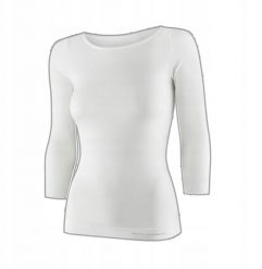 LS1628W Koszulka damska z rękawem 3/4 COMFORT MERINO kremowy L. Białe bluzki damskie Brubeck, l, bez wzorów, bez kołnierzyka, bez ramiączek. Za 247.33 zł.