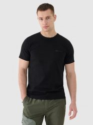 4F T-shirt regular gładki męski - czarny XXL. Czarne t-shirty męskie 4F, m, bez wzorów, z bawełny, bez kołnierzyka, bez ramiączek. Za 59.99 zł.
