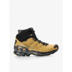 Buty turystyczne męskie La Sportiva Ultra Raptor II Mid Leather GTX. Brązowe buty zimowe męskie La Sportiva, bez wzorów, z materiału, za kostkę, bez obcasa, bez zapięcia. Za 890.99 zł.