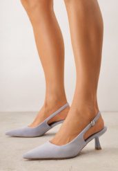 Niebieskie Czółenka z Imitacji Zamszu na Kaczuszce z Odkrytą Piętą Raeneh. Niebieskie czółenka damskie Born2be, na lato, bez wzorów, z materiału, klasyczne, ze szpiczastym noskiem, bez obcasa, na obcasie, bez zapięcia. Za 109.99 zł.