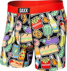 SAXX Bokserki męskie szybkoschnące SAXX VIBE Boxer Brief Fast Food S. Bokserki męskie Saxx, bez wzorów. Za 103.99 zł.