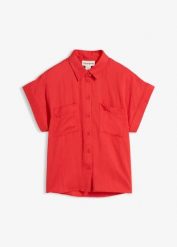 Bluzka z lejącego materiału z lyocellem. Żółte bluzki damskie bonprix, bez wzorów, z lyocellu, klasyczne, bez kołnierzyka, bez ramiączek. Za 47.99 zł.