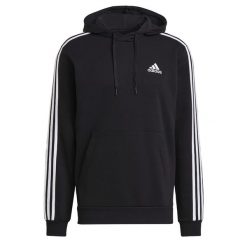 Bluza męska adidas Essentials Fleece 3-Stripes Hoodie. Białe bluzy męskie Adidas, m, bez wzorów, z dresówki, bez kaptura, do piłki nożnej. Za 182.00 zł.