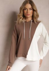 Brązowa Bawełniana Bluza z Kapturem i Ściągaczami Ardente. Brązowe bluzy damskie Renee, bez wzorów, z bawełny, casualowe, bez ramiączek, z kapturem. Za 79.99 zł.