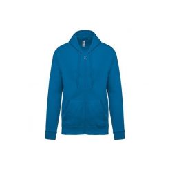 Bluza z kapturem i zamkiem błyskawicznym Kariban. Niebieskie bluzy damskie KARIBAN, s, bez wzorów, z bawełny, bez ramiączek, z kapturem. Za 189.50 zł.