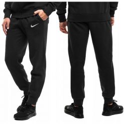 Męskie spodnie Nike Park 26 Fleece, elastyczna talia. Czarne spodnie sportowe męskie Nike, m, bez wzorów, z bawełny, na fitness i siłownię. Za 154.99 zł.
