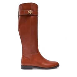 Kozaki Tory Burch. Brązowe kozaki damskie Tory Burch, bez wzorów, bez obcasa, na płaskiej podeszwie, bez zapięcia. Za 3,199.00 zł.