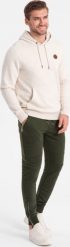 Ombre Spodnie męskie dresowe typu jogger - oliwkowe V1 OM-PASK-22FW-004 L. Zielone spodnie sportowe męskie Ombre, l, bez wzorów, z dresówki. Za 69.99 zł.