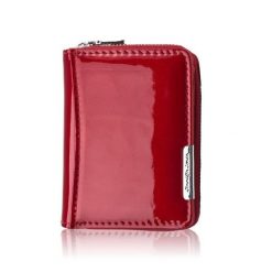 Portfel damski skórzany mini czerwony skóra naturalna lakierowana SP-18-RD. Czerwone portfele damskie Paolo Peruzzi, z lakierowanej skóry. Za 59.00 zł.
