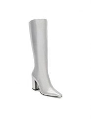 Nine West Kozaki SAMAA SJ1453-2 Srebrny. Szare kozaki damskie Nine West, bez wzorów, ze skóry, bez obcasa, na słupku, bez zapięcia. Za 329.99 zł.