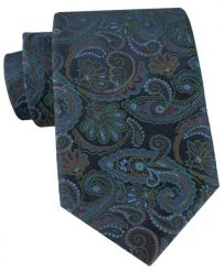Krawat ze Wzorem Kwiatowym w Odcieniach Zieleni i Granatów - Chattier. Zielone krawaty i muchy Chattier, bez wzorów, z tkaniny, eleganckie. Za 55.00 zł.