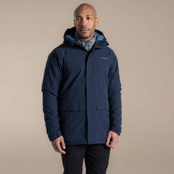 Kurtka wodoodporna z kapturem termiczna Craghoppers Lorton II. Niebieskie kurtki męskie Craghoppers, bez wzorów, z puchu, sportowe, z kapturem. Za 684.80 zł.