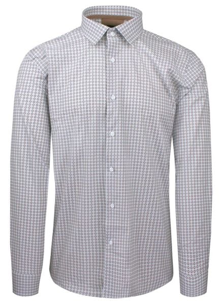 Wizytowa Koszula Bawełniana, Męska (Regular) - Victorio - Brązowo-Niebieski Drobny Wzór. Brązowe koszule męskie Victorio, m, bez wzorów, z bawełny, eleganckie, bez kołnierzyka, bez ramiączek. Za 209.00 zł.