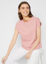 T-shirt (2 szt.). Czerwone t-shirty damskie bonprix, bez wzorów, ze skóry, bez kołnierzyka, bez ramiączek. Za 99.98 zł.