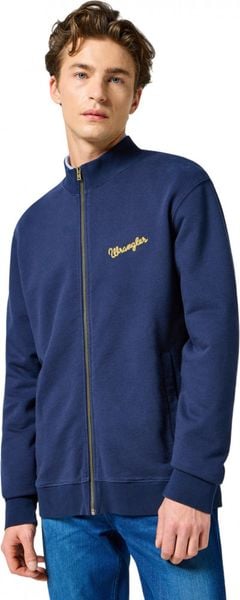 MESKA BLUZA WRANGLER FUNNEL NECK ZIP NAVY 112350547. Niebieskie bluzy męskie Wrangler, s, bez wzorów, bez ramiączek, bez kaptura. Za 169.99 zł.