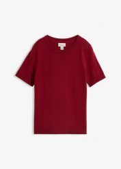 Cienki sweter z miękkiej mieszanki wełny. Fioletowe swetry nierozpinane damskie bonprix, bez wzorów, z dzianiny, bez kołnierzyka, bez ramiączek. Za 179.99 zł.