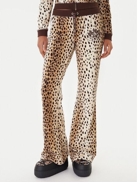 Juicy Couture Spodnie dresowe JCGBJ225013A Beżowy Regular Fit. Brązowe spodnie dresowe damskie Juicy Couture, bez wzorów, z bawełny. Za 339.99 zł.