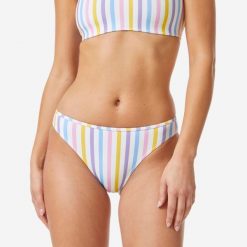 Dół kostiumu kąpielowego surfingowego damski Decathlon Nina Belza. Białe bikini Decathlon, bez wzorów, z elastanu. Za 39.99 zł.