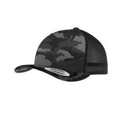 Czapka Camo Trucker Cap. Czarne czapki damskie FLEXFIT, bez wzorów, z bawełny, retro. Za 71.99 zł.
