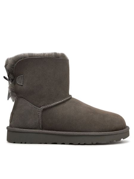 Ugg Śniegowce W Mini Bailey Bow II 1016501 Szary. Szare śniegowce damskie UGG, ze skóry, bez zapięcia. Za 599.99 zł.