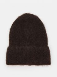 Czapka beanie z domieszką wełny i alpaki - brązowy. Brązowe czapki damskie Sinsay, bez wzorów, z wełny. Za 29.99 zł.