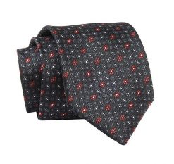 Krawat Grafitowy w Kwiatki, 7 cm, Elegancki, Klasyczny, Męski -ALTIES. Szare krawaty i muchy Alties, bez wzorów, z tkaniny, eleganckie. Za 49.00 zł.