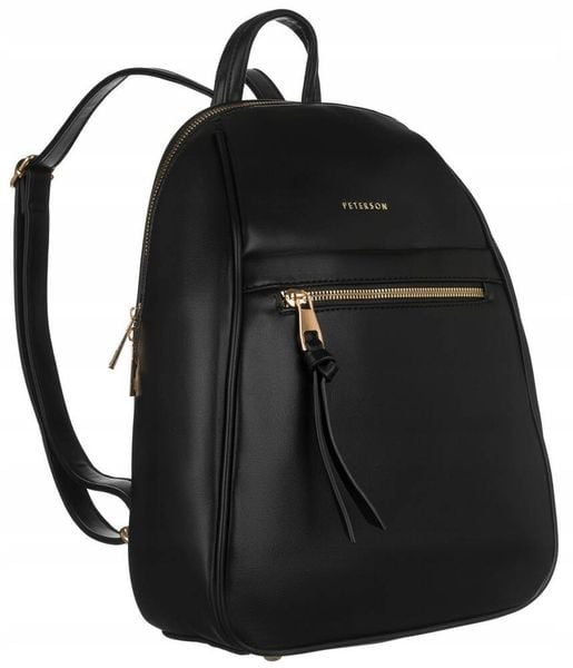 Plecak damski Peterson PTN PLEC-ALE-2 czarny. Czarne plecaki damskie Peterson, bez wzorów, ze skóry ekologicznej. Za 123.15 zł.