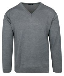 Sweter Ciemny Szary, Dekolt w Serek (V-neck), Męski - MAX SHELDON. Szare swetry męskie Max Sheldon, l, bez wzorów, z wełny, klasyczne, bez kołnierzyka, bez ramiączek. Za 149.00 zł.