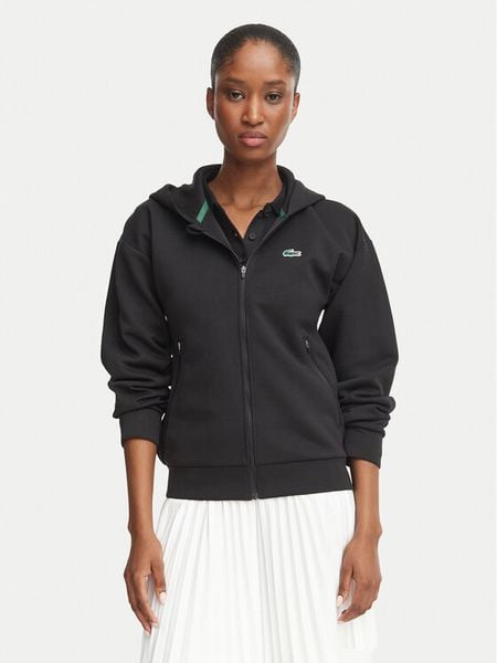 Lacoste Bluza SF0167 Czarny Regular Fit. Czarne bluzy damskie Lacoste, bez wzorów, z syntetyku, bez ramiączek, bez kaptura. Za 594.99 zł.