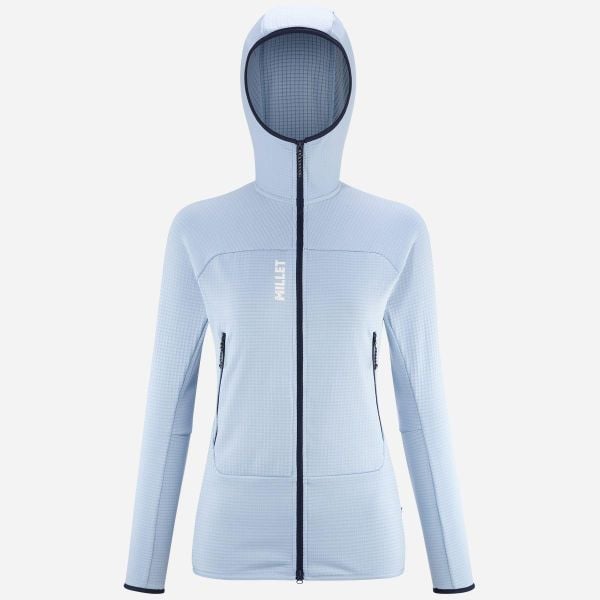 Bluza turystyczna damska Millet Fusion Grid Hoodie active fit Polartec PowerGrid. Niebieskie bluzy damskie Millet, s, bez wzorów, z tkaniny, sportowe, bez ramiączek, z kapturem. Za 459.00 zł.
