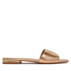 Klapki LAUREN RALPH LAUREN. Żółte klapki damskie Lauren Ralph Lauren, bez wzorów, bez obcasa, bez zapięcia. Za 399.99 zł.