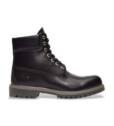 TIMBERLAND Premium 6 Inch Lace Up Waterproof Boot Trapery męskie. Czarne botki męskie Timberland, na zimę, bez wzorów, z materiału, bez obcasa, bez zapięcia. Za 509.99 zł.