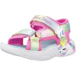 Sandały SKECHERS 302682N Rose. Czerwone sandały damskie Skechers, bez wzorów, z tkaniny, bez obcasa, bez zapięcia. Za 179.90 zł.
