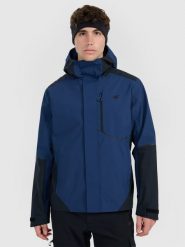 4F Kurtka trekkingowa membrana 10000 męska - granatowa L. Niebieskie kurtki męskie 4F, l, bez wzorów, bez kaptura. Za 399.99 zł.