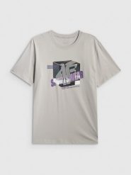 4F T-shirt regular z nadrukiem męski - szary XL. Szare t-shirty męskie 4F, m, bez wzorów, z bawełny, bez kołnierzyka, bez ramiączek. Za 69.99 zł.