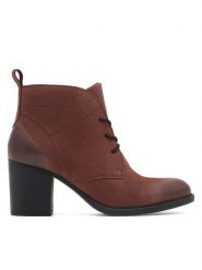 Lasocki Botki WI23-RUTH-04 Bordowy. Czerwone botki damskie Lasocki, bez wzorów, z nubiku, bez obcasa, na słupku, bez zapięcia. Za 249.99 zł.