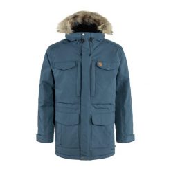 Kurtka zimowa męska Fjällräven Nuuk Parka. Niebieskie kurtki męskie Fjällräven, na zimę, m, bez wzorów, sportowe, bez kołnierzyka, bez kaptura. W wyprzedaży za 2,099.95 zł.