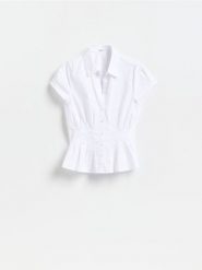 Taliowana koszula - biały. Białe koszule damskie Reserved, l, bez wzorów, z bawełny, bez kołnierzyka, bez ramiączek. Za 89.99 zł.