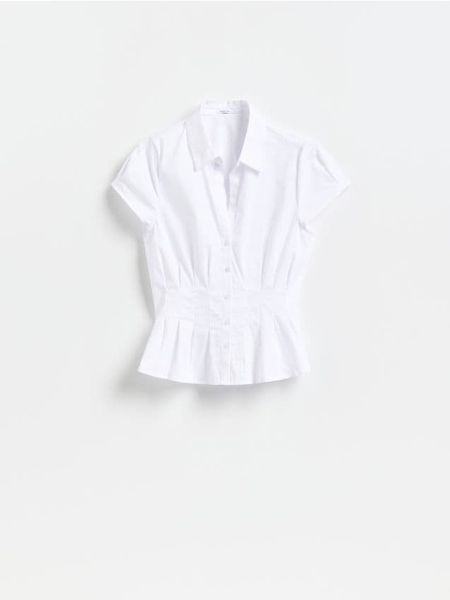 Taliowana koszula - biały. Białe koszule damskie Reserved, l, bez wzorów, z bawełny, bez kołnierzyka, bez ramiączek. Za 89.99 zł.