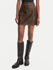 Guess Spódnica z imitacji skóry W5YD46 WHDI0 Brązowy Regular Fit. Brązowe spódnice damskie Guess, l, z aplikacjami, ze skóry. Za 359.99 zł.