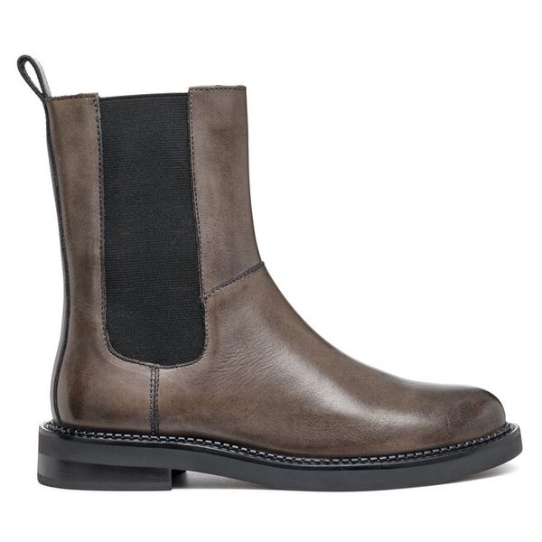 Sztyblety Geox. Brązowe botki damskie Geox, bez wzorów, bez obcasa, na płaskiej podeszwie, bez zapięcia. Za 359.99 zł.