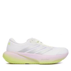 Buty do biegania adidas. Białe obuwie sportowe damskie Adidas, bez wzorów, bez zapięcia, do biegania. Za 616.99 zł.