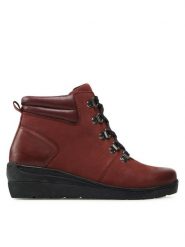 Go Soft Trzewiki WI23-WARUNA-03 Bordowy. Czerwone botki damskie GO SOFT, bez wzorów, ze skóry, bez obcasa, na koturnie, bez zapięcia. Za 169.99 zł.