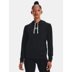 Bluza fitness damska Under Armour Rival Terry Hoodie. Czarne bluzy damskie Under Armour, l, bez wzorów, sportowe, bez ramiączek, bez kaptura. Za 228.15 zł.