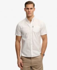 Superdry Koszula Oxford krótkie rękawy z bawełny organicznej – OPTIC. Białe koszule męskie Superdry, s, bez wzorów, z bawełny, klasyczne, bez kołnierzyka, bez ramiączek. Za 336.50 zł.