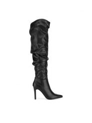 DeeZee Kozaki HY197-12 Czarny. Czarne kozaki damskie DeeZee, bez wzorów, z materiału, bez obcasa, na szpilce, bez zapięcia. Za 249.99 zł.