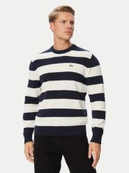 Lacoste Sweter AH0608 Granatowy Regular Fit. Niebieskie swetry męskie Lacoste, m, bez wzorów, z bawełny, bez kołnierzyka, bez ramiączek. Za 664.99 zł.