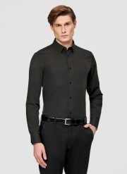 PAKO LORENTE – Czarna koszula męska z wełną. Czarne koszule męskie Pako Lorente, l, bez wzorów, z poliesteru, bez kołnierzyka, bez ramiączek. Za 299.99 zł.