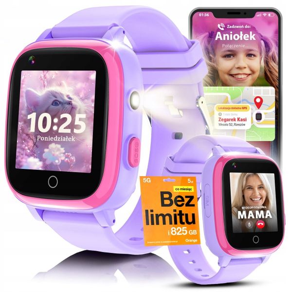 Smartwatch JG Smart T5 Fioletowy. Fioletowe zegarki smartwatch JG Smart, bez wzorów. Za 319.99 zł.